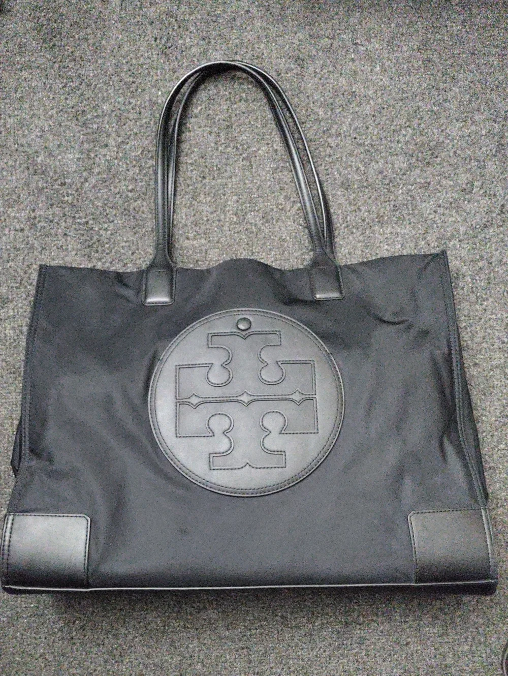 Tory Burch Black Nylon Tote with Embossed Logo